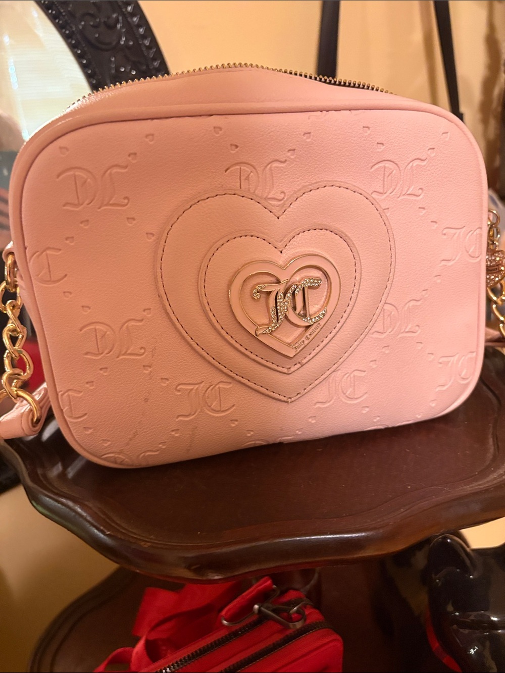 Juicy Couture Pink Heart Logo Crossbody Bag
